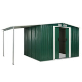 NNEVL Garden Shed with Sliding Doors Green 386x205x178 cm Steel
