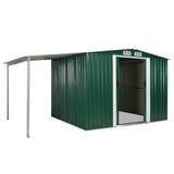 NNEVL Garden Shed with Sliding Doors Green 386x205x178 cm Steel