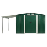 NNEVL Garden Shed with Sliding Doors Green 386x205x178 cm Steel