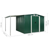 NNEVL Garden Shed with Sliding Doors Green 386x205x178 cm Steel