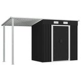 NNEVL Garden Shed with Extended Roof Anthracite 346x121x181 cm Steel