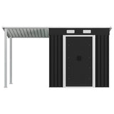 NNEVL Garden Shed with Extended Roof Anthracite 346x121x181 cm Steel
