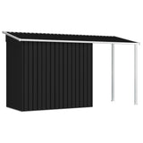 NNEVL Garden Shed with Extended Roof Anthracite 346x121x181 cm Steel