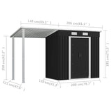 NNEVL Garden Shed with Extended Roof Anthracite 346x121x181 cm Steel