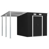NNEVL Garden Shed with Extended Roof Anthracite 346x193x181 cm Steel