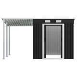 NNEVL Garden Shed with Extended Roof Anthracite 346x193x181 cm Steel