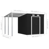 NNEVL Garden Shed with Extended Roof Anthracite 346x193x181 cm Steel
