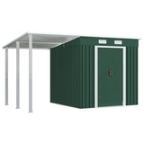 NNEVL Garden Shed with Extended Roof Green 346x193x181 cm Steel