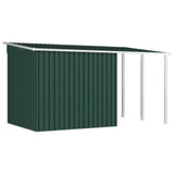 NNEVL Garden Shed with Extended Roof Green 346x193x181 cm Steel