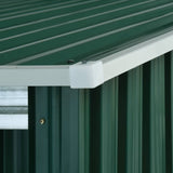 NNEVL Garden Shed with Extended Roof Green 346x193x181 cm Steel