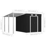 NNEVL Garden Shed with Extended Roof Anthracite 346x236x181 cm Steel