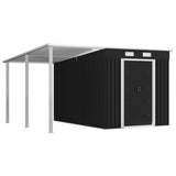 NNEVL Garden Shed with Extended Roof Anthracite 336x270x181 cm Steel