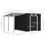 NNEVL Garden Shed with Extended Roof Anthracite 336x270x181 cm Steel