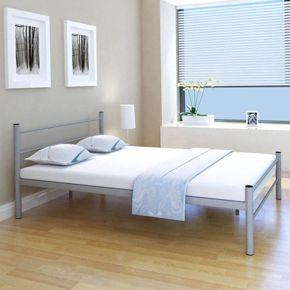 NNEVL Bed Frame Grey Metal Double Size