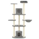 NNEVL Cat Tree with Sisal Scratching Posts Grey 160 cm