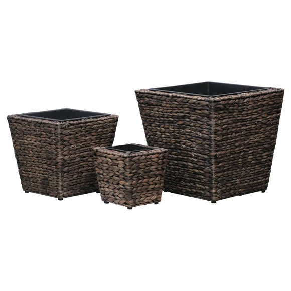 NNEVL Garden Raised Beds 3 pcs Water Hyacinth Brown