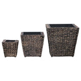 NNEVL Garden Raised Beds 3 pcs Water Hyacinth Brown