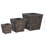 NNEVL Garden Raised Beds 3 pcs Water Hyacinth Brown