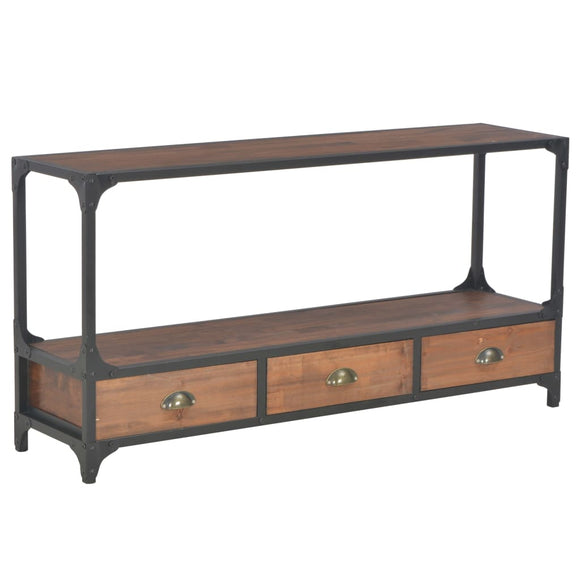 NNEVL TV Cabinet with 3 Drawers 120x30x60 cm Solid Pine Wood