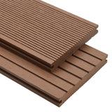 NNEVL WPC Solid Decking Boards with Accessories 16 m² 2.2 m Light Brown