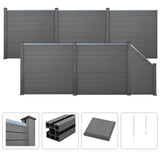 NNEVL WPC Fence Set 5 Square + 1 Slanted 973x187cm Grey