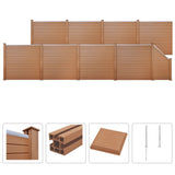 NNEVL WPC Fence Set 8 Square + 1 Slanted 1495x187cm Brown
