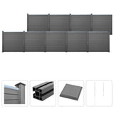NNEVL WPC Fence Set 9 Square + 1 Slanted 1669x187cm Grey