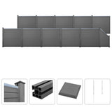 NNEVL WPC Fence Set 10 Square + 1 Slanted 1843x187cm Grey