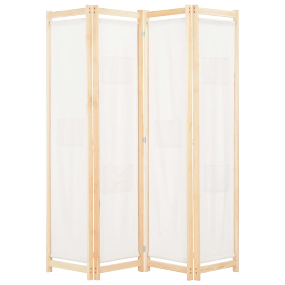 NNEVL 4-Panel Room Divider Cream 160x170x4 cm Fabric