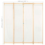 NNEVL 4-Panel Room Divider Cream 160x170x4 cm Fabric