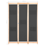 NNEVL 3-Panel Room Divider Grey 120x170x4 cm Fabric