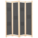 NNEVL 4-Panel Room Divider Grey 160x170x4 cm Fabric