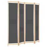 NNEVL 4-Panel Room Divider Grey 160x170x4 cm Fabric