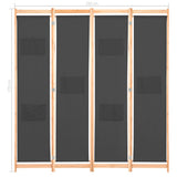 NNEVL 4-Panel Room Divider Grey 160x170x4 cm Fabric