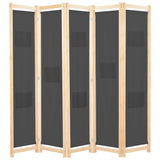 NNEVL 5-Panel Room Divider Grey 200x170x4 cm Fabric