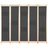 NNEVL 5-Panel Room Divider Grey 200x170x4 cm Fabric
