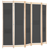 NNEVL 5-Panel Room Divider Grey 200x170x4 cm Fabric