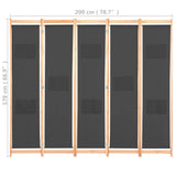 NNEVL 5-Panel Room Divider Grey 200x170x4 cm Fabric