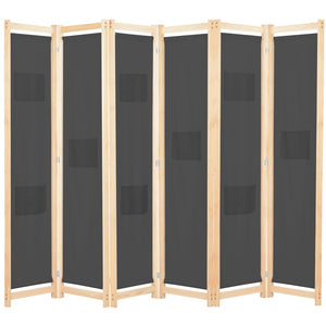 NNEVL 6-Panel Room Divider Grey 240x170x4 cm Fabric