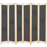 NNEVL 6-Panel Room Divider Grey 240x170x4 cm Fabric