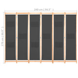 NNEVL 6-Panel Room Divider Grey 240x170x4 cm Fabric