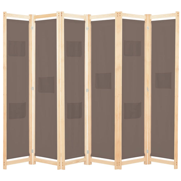 NNEVL 6-Panel Room Divider Brown 240x170x4 cm Fabric
