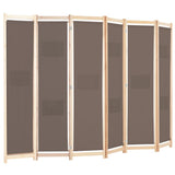 NNEVL 6-Panel Room Divider Brown 240x170x4 cm Fabric