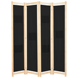 NNEVL 4-Panel Room Divider Black 160x170x4 cm Fabric