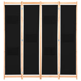 NNEVL 4-Panel Room Divider Black 160x170x4 cm Fabric