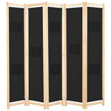 NNEVL 5-Panel Room Divider Black 200x170x4 cm Fabric