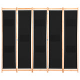 NNEVL 5-Panel Room Divider Black 200x170x4 cm Fabric