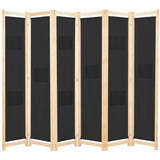 NNEVL 6-Panel Room Divider Black 240x170x4 cm Fabric