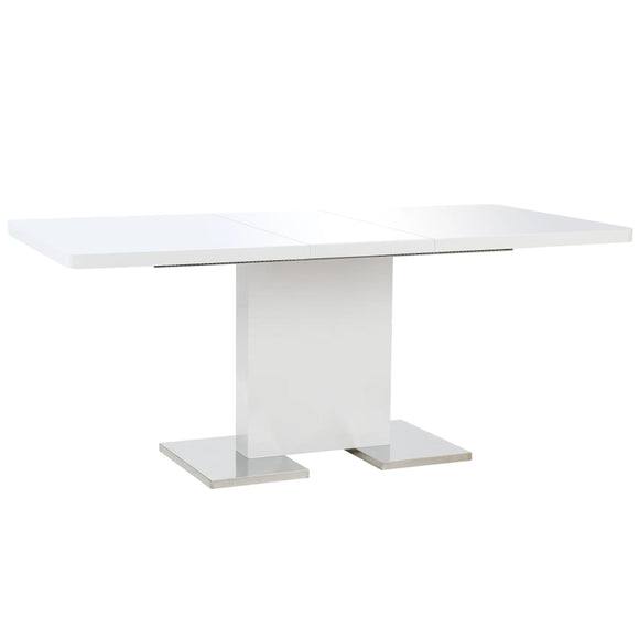 NNEVL Extendable Dining Table High Gloss White 180x90x76 cm MDF