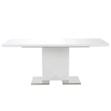NNEVL Extendable Dining Table High Gloss White 180x90x76 cm MDF
